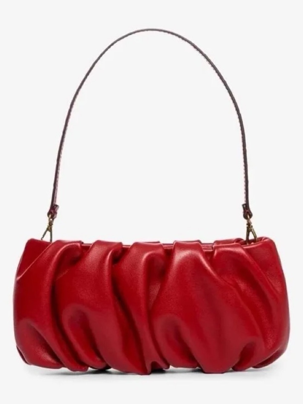 STAUD Scarlet Bean Bag - Red Ruched Shoulder Bag - Women